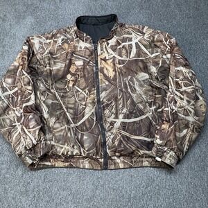 Cabela's Camo Reversible Insulated Jacket Men's Size L Brown Full Zip